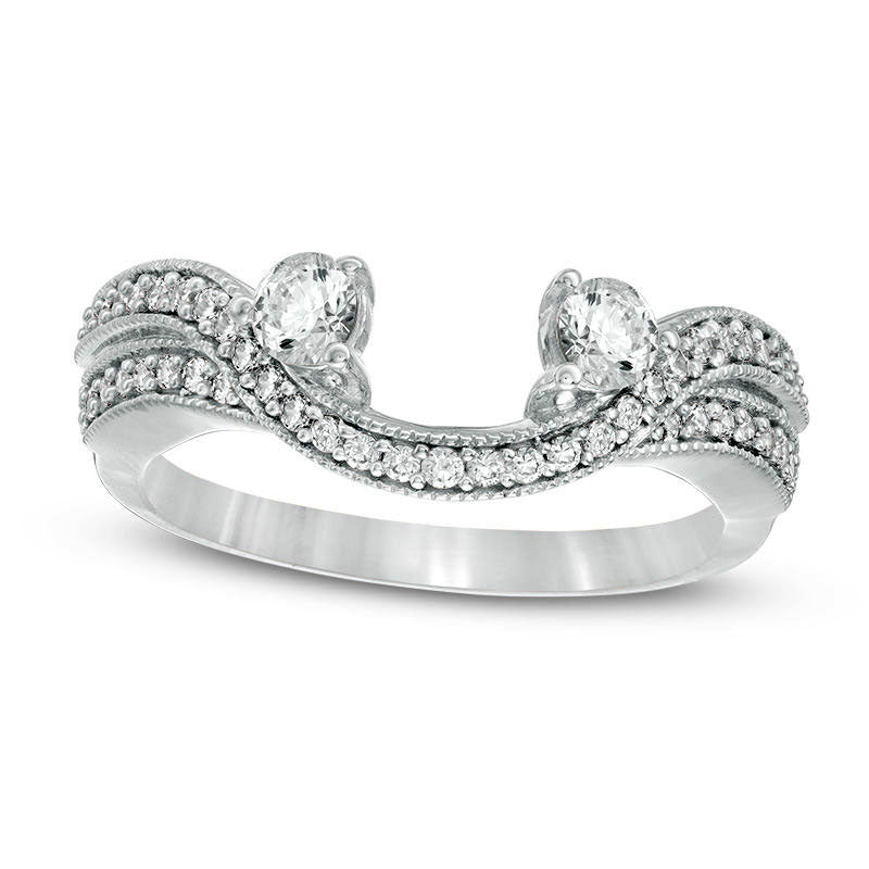 Image of ID 1 050 CT TW Natural Clarity Enhanced Diamond Antique Vintage-Style Solitaire Enhancer in Solid 14K White Gold