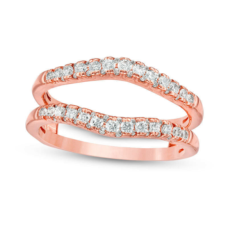 Image of ID 1 050 CT TW Natural Clarity Enhanced Diamond Contour Ring Solitaire Enhancer in Solid 14K Rose Gold