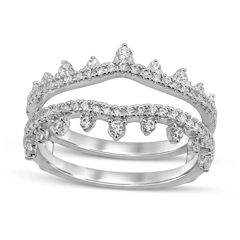 Image of ID 1 050 CT TW Natural Clarity Enhanced Diamond Double Crown Solitaire Enhancer in Solid 14K White Gold