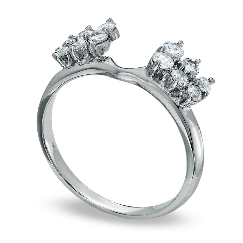 Image of ID 1 050 CT TW Natural Clarity Enhanced Diamond Double-Row Solitaire Enhancer in Solid 14K White Gold
