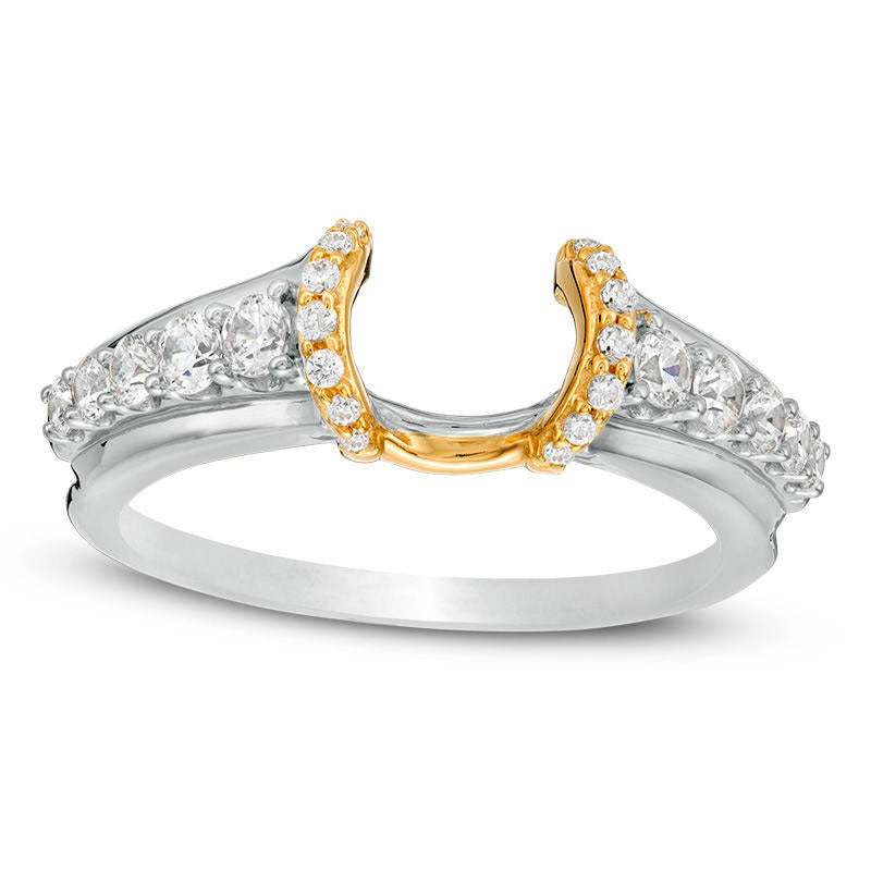 Image of ID 1 050 CT TW Natural Clarity Enhanced Diamond Horseshoe Solitaire Enhancer in Solid 14K Two-Tone Gold