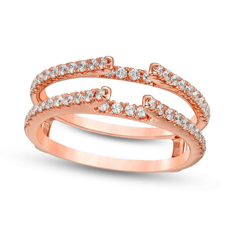 Image of ID 1 050 CT TW Natural Clarity Enhanced Diamond Lined Ring Solitaire Enhancer in Solid 14K Rose Gold