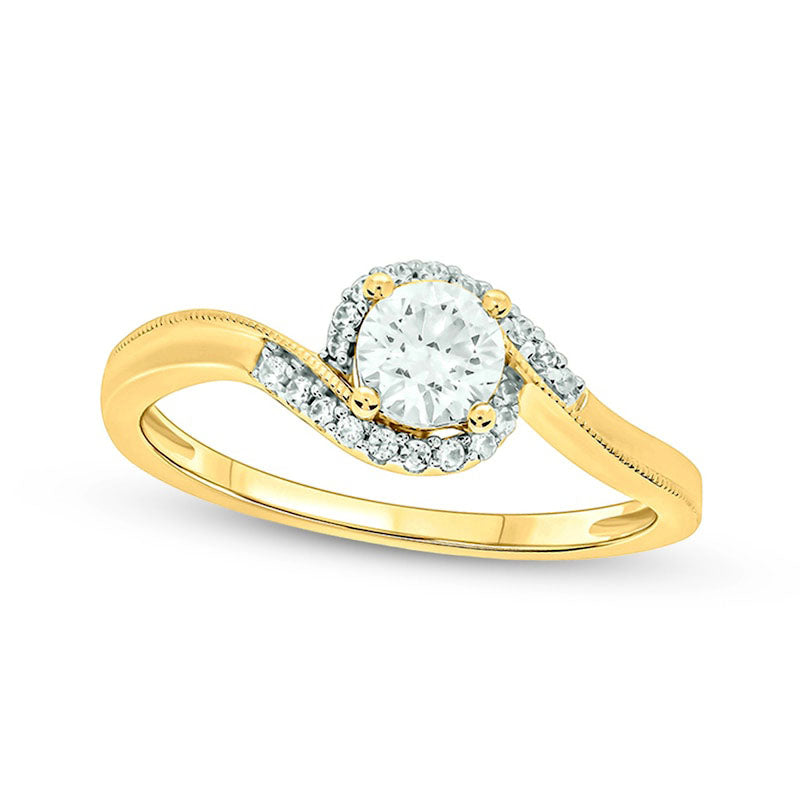Image of ID 1 050 CT TW Natural Diamond Antique Vintage-Style Bypass Engagement Ring in Solid 14K Gold (I/I2)
