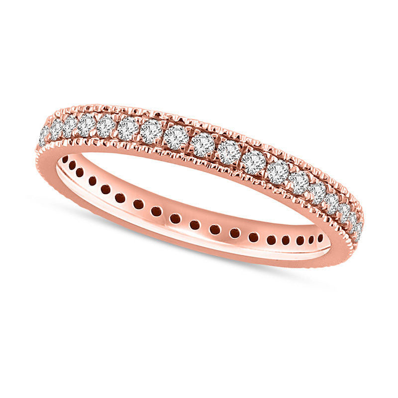 Image of ID 1 050 CT TW Natural Diamond Antique Vintage-Style Eternity Wedding Band in Solid 14K Rose Gold