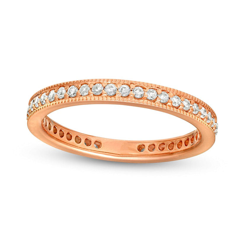 Image of ID 1 050 CT TW Natural Diamond Antique Vintage-Style Eternity Wedding Band in Solid 18K Rose Gold (G/SI2)