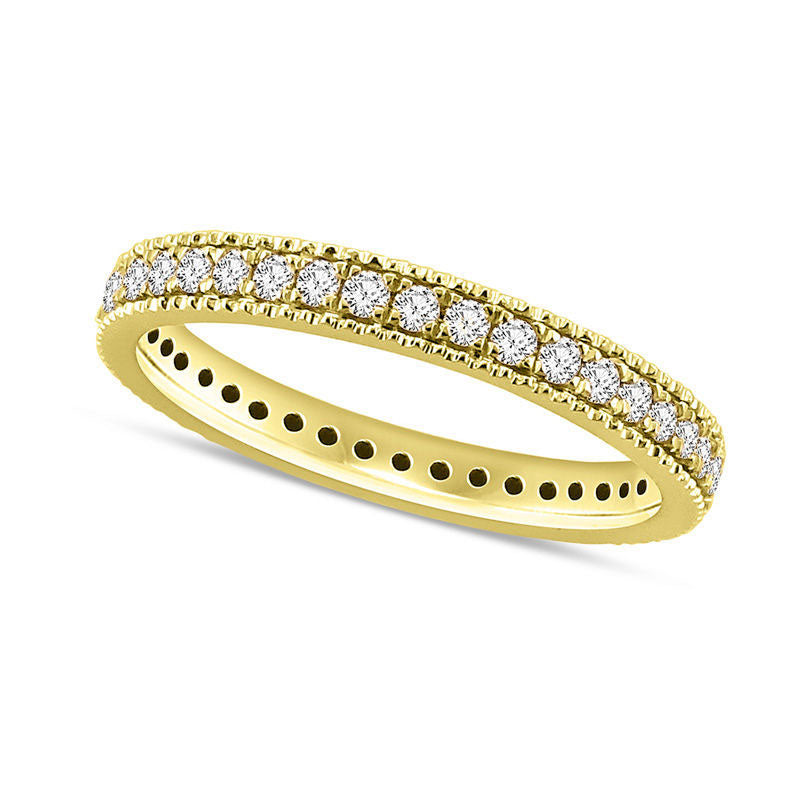 Image of ID 1 050 CT TW Natural Diamond Channel Set Antique Vintage-Style Eternity Wedding Band in Solid 14K Gold