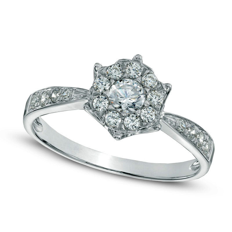 Image of ID 1 050 CT TW Natural Diamond Cluster Ring in Solid 10K White Gold