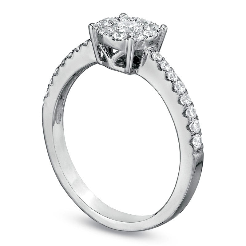 Image of ID 1 050 CT TW Natural Diamond Composite Engagement Ring in Solid 10K White Gold