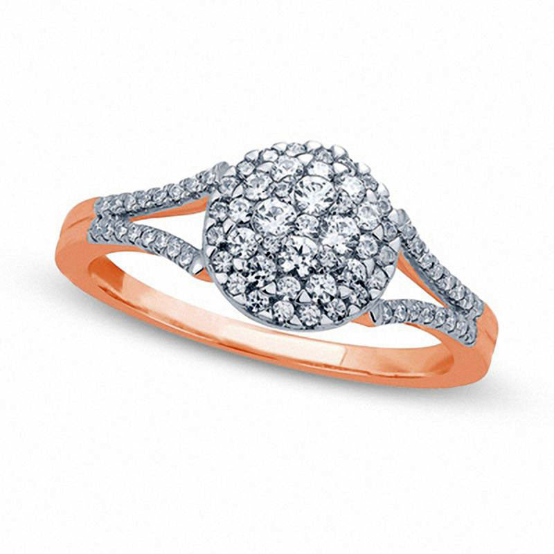 Image of ID 1 050 CT TW Natural Diamond Composite Engagement Ring in Solid 14K Rose Gold