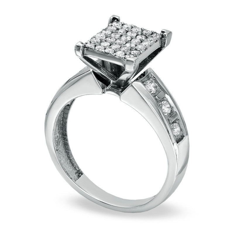 Image of ID 1 050 CT TW Natural Diamond Composite Rectangle Engagement Ring in Solid 10K White Gold