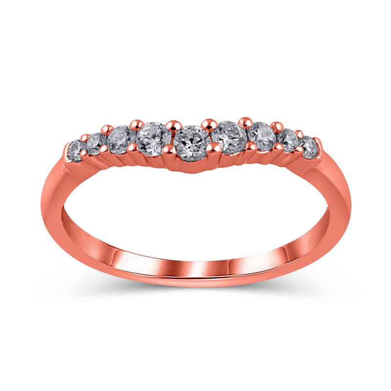 Image of ID 1 050 CT TW Natural Diamond Contour Wedding Band in Solid 14K Rose Gold
