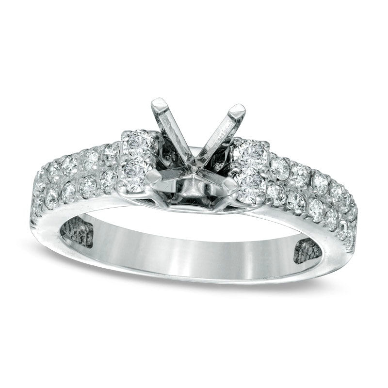 Image of ID 1 050 CT TW Natural Diamond Double Row Semi-Mount in Solid 14K White Gold