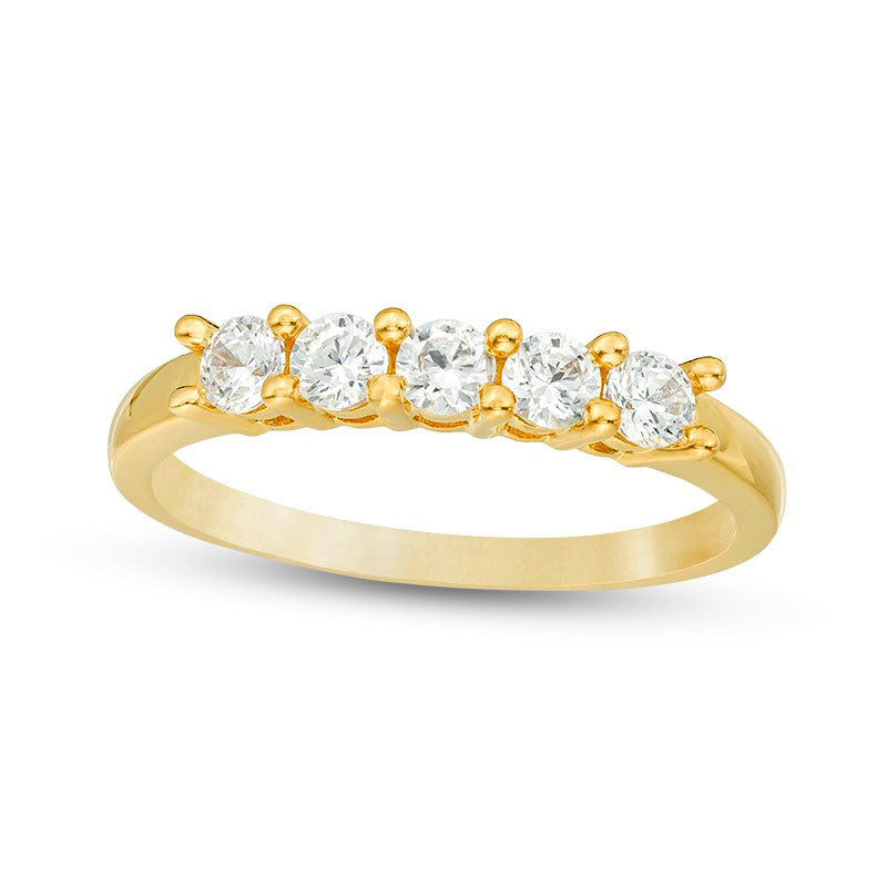 Image of ID 1 050 CT TW Natural Diamond Five Stone Anniversary Band in Solid 10K Yellow Gold