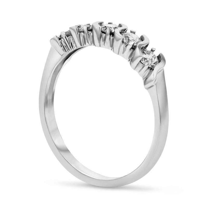 Image of ID 1 050 CT TW Natural Diamond Five Stone Anniversary Band in Solid 14K White Gold