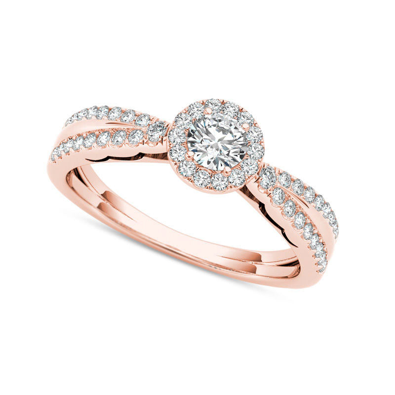 Image of ID 1 050 CT TW Natural Diamond Frame Antique Vintage-Style Engagement Ring in Solid 14K Rose Gold