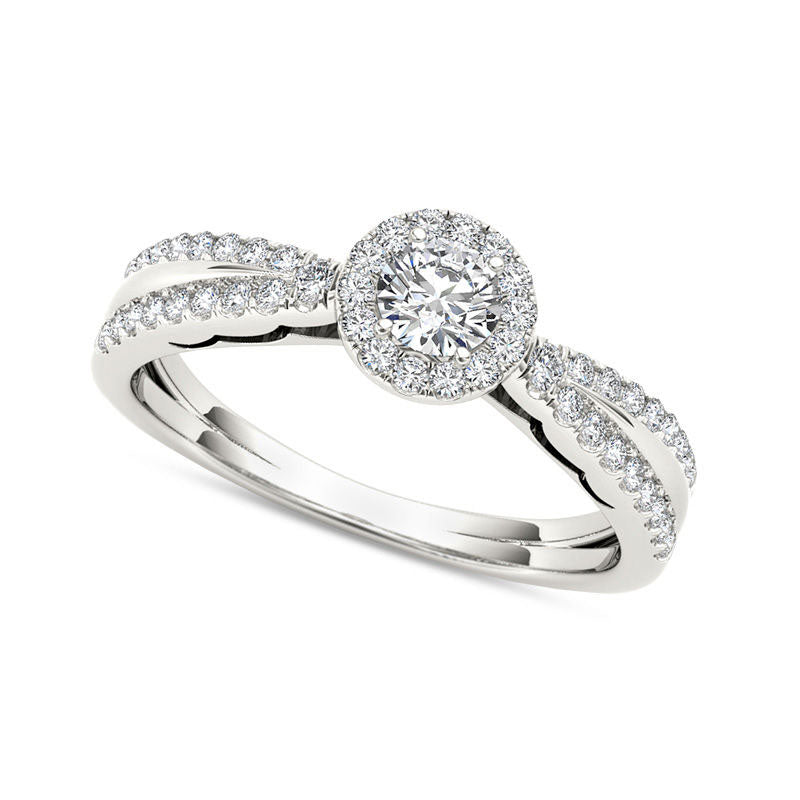 Image of ID 1 050 CT TW Natural Diamond Frame Antique Vintage-Style Engagement Ring in Solid 14K White Gold
