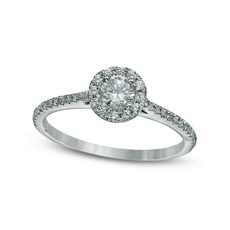 Image of ID 1 050 CT TW Natural Diamond Frame Engagement Ring in Solid 10K White Gold