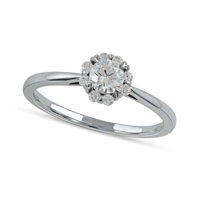 Image of ID 1 050 CT TW Natural Diamond Frame Engagement Ring in Solid 10K White Gold (J/I3)