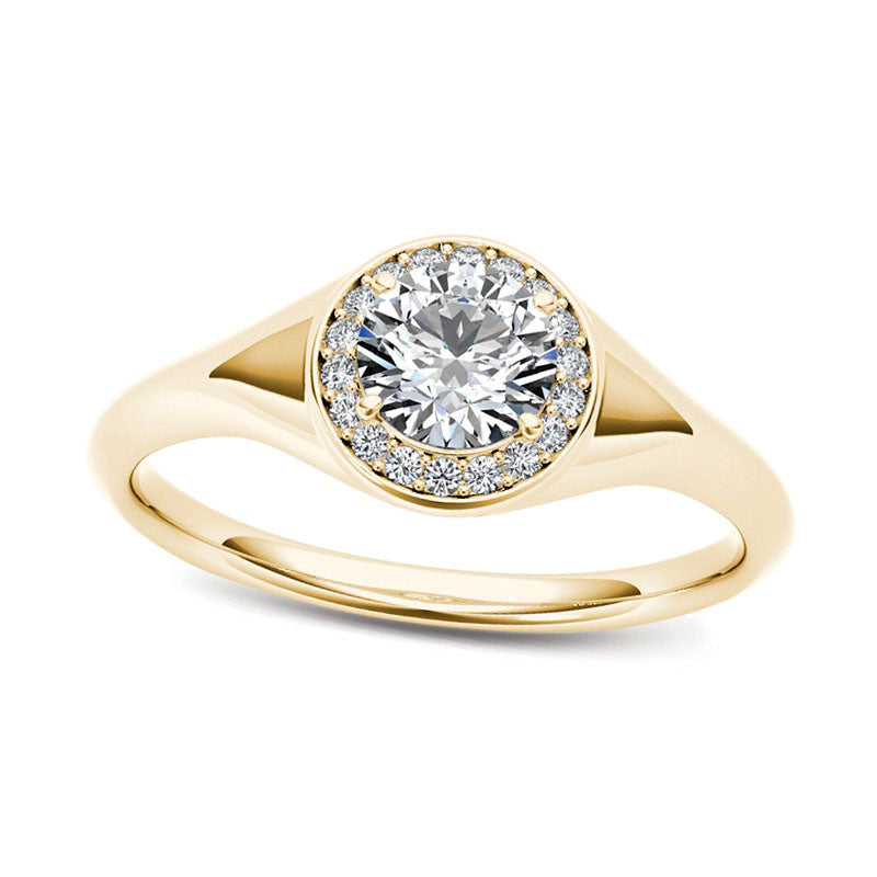 Image of ID 1 050 CT TW Natural Diamond Frame Engagement Ring in Solid 14K Gold