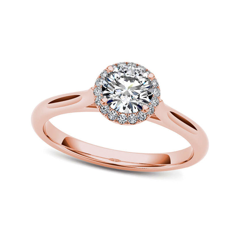 Image of ID 1 050 CT TW Natural Diamond Frame Engagement Ring in Solid 14K Rose Gold