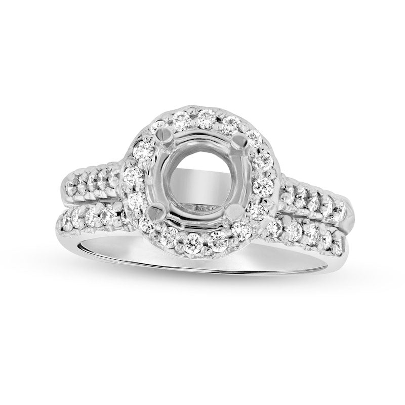 Image of ID 1 050 CT TW Natural Diamond Frame Semi-Mount Bridal Engagement Ring Set in Solid 14K White Gold