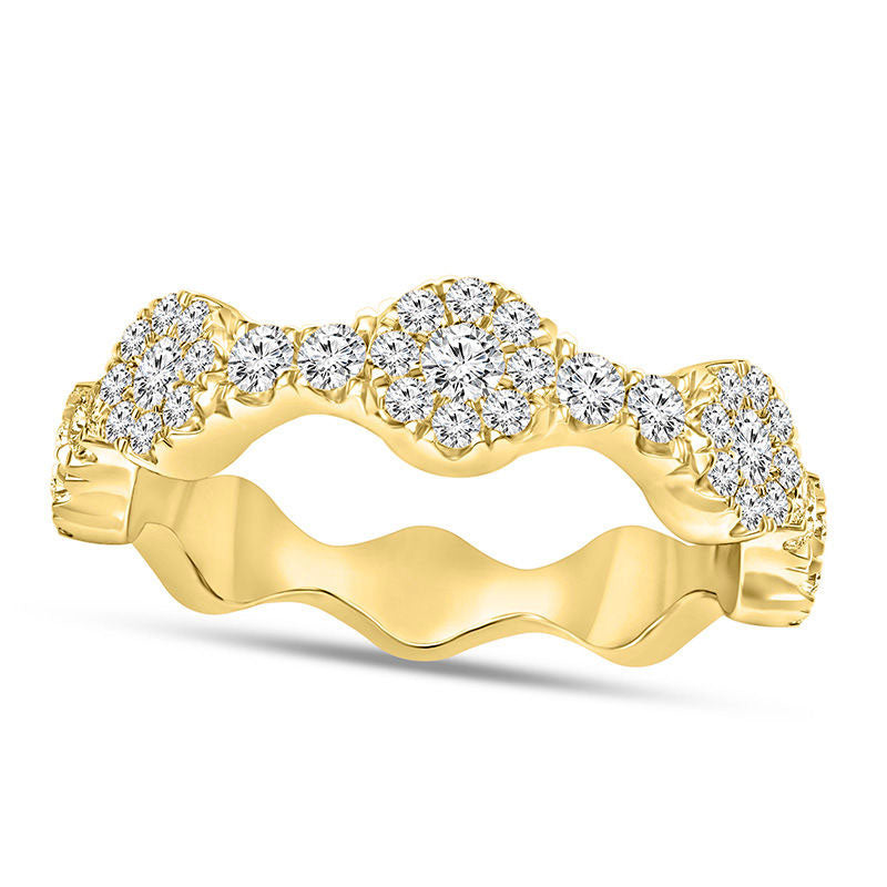 Image of ID 1 050 CT TW Natural Diamond Frame Stackable Band in Solid 10K Yellow Gold