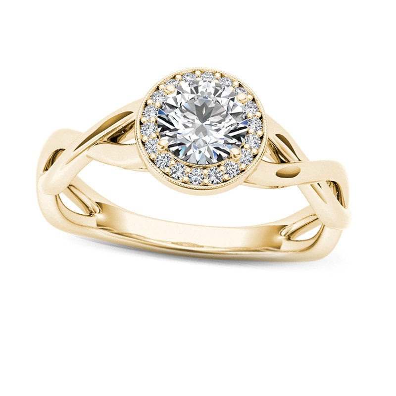 Image of ID 1 050 CT TW Natural Diamond Frame Twist Shank Engagement Ring in Solid 14K Gold