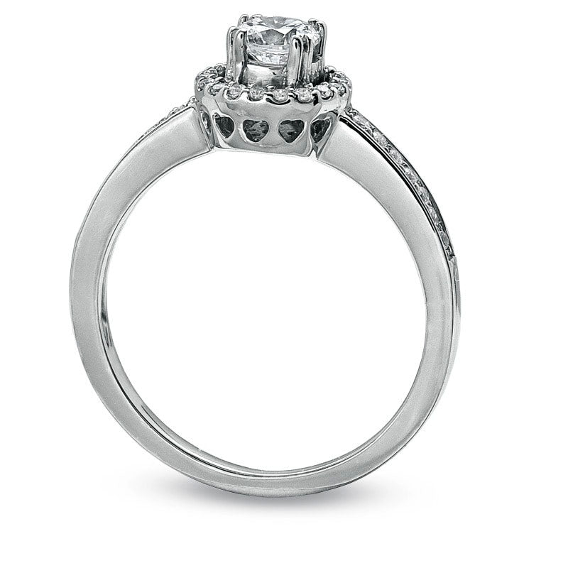 Image of ID 1 050 CT TW Natural Diamond Framed Engagement Ring in Solid 14K White Gold