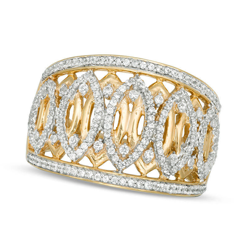 Image of ID 1 050 CT TW Natural Diamond Geometric Marquise Ring in Solid 10K Yellow Gold