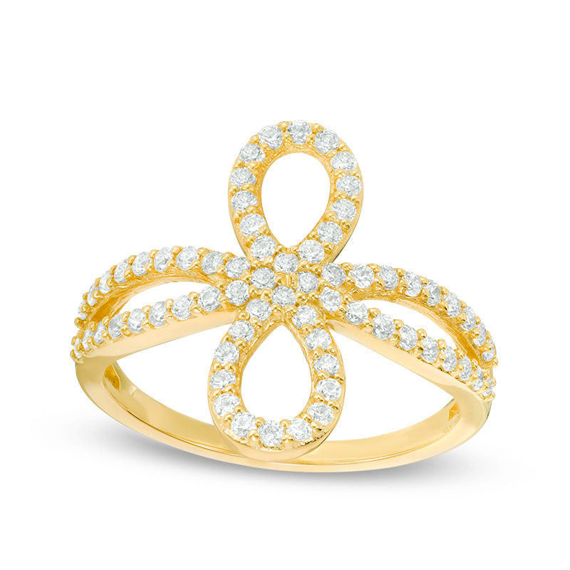 Image of ID 1 050 CT TW Natural Diamond Infinity Loop Ring in Solid 10K Yellow Gold
