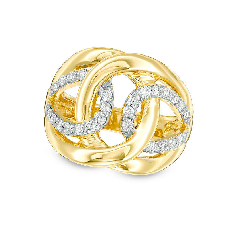 Image of ID 1 050 CT TW Natural Diamond Interlocking Loops Ring in Solid 10K Yellow Gold