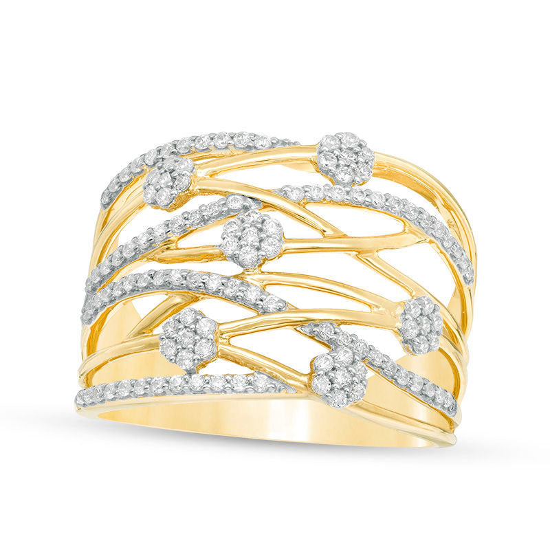 Image of ID 1 050 CT TW Natural Diamond Layered Orbit Ring in Solid 14K Gold