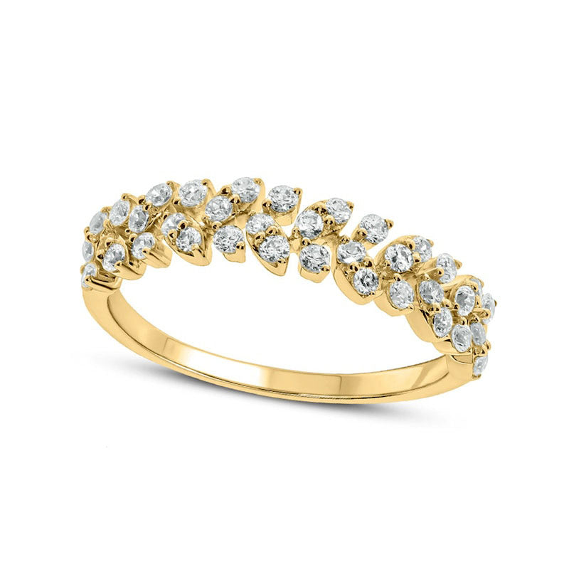 Image of ID 1 050 CT TW Natural Diamond Leafy Vine Anniversary Ring in Solid 10K Yellow Gold
