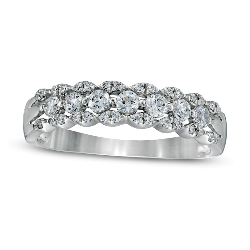Image of ID 1 050 CT TW Natural Diamond Marquise Edge Ring in Solid 10K White Gold