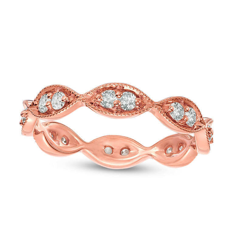 Image of ID 1 050 CT TW Natural Diamond Marquise-Shapes Eternity Band in Solid 14K Rose Gold