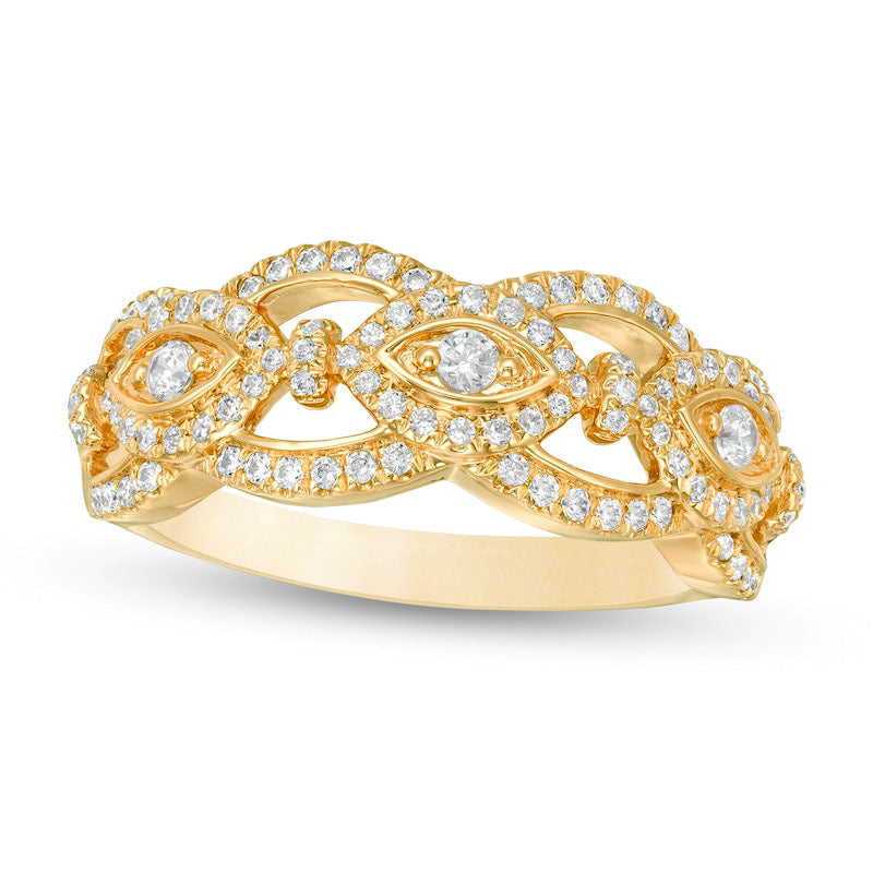 Image of ID 1 050 CT TW Natural Diamond Marquise Split Shank Ring in Solid 10K Yellow Gold