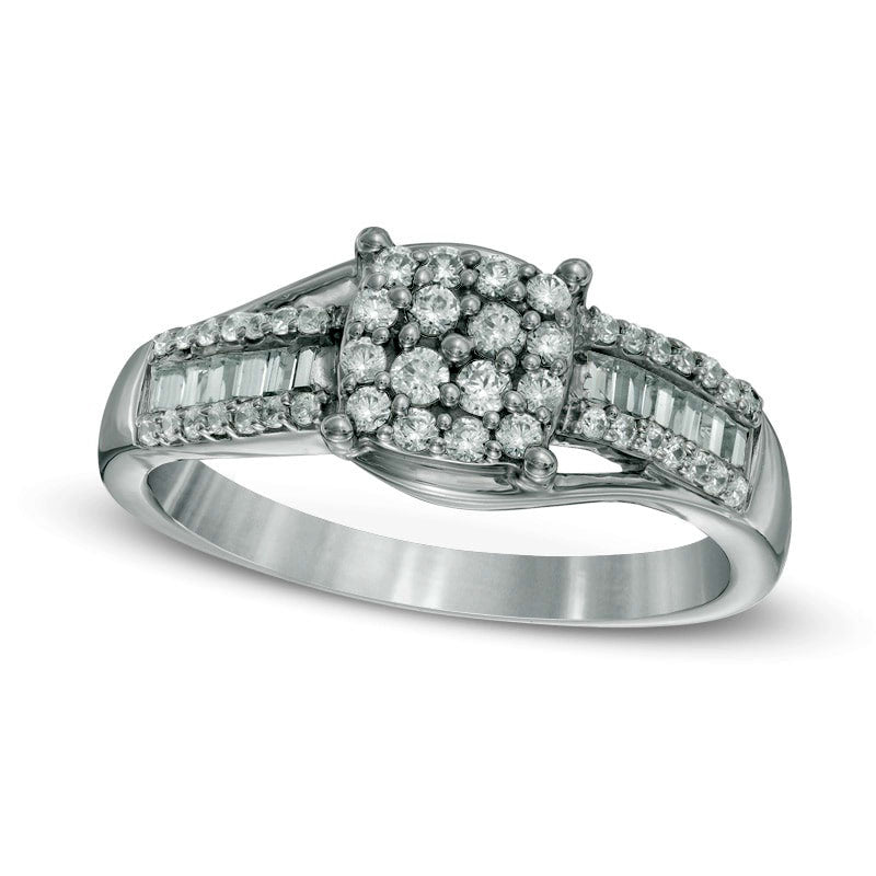 Image of ID 1 050 CT TW Natural Diamond Ring in Solid 10K White Gold
