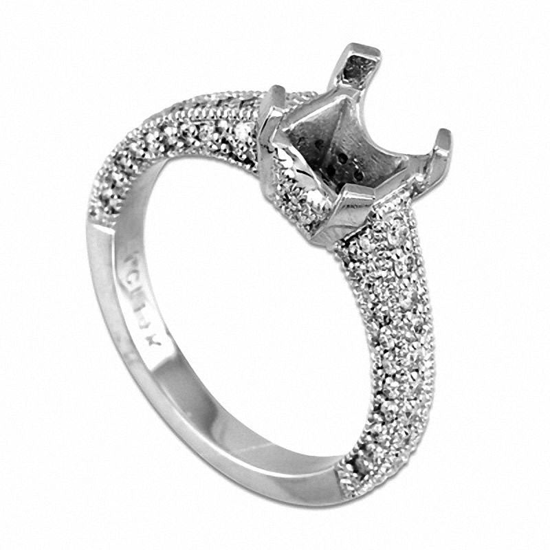 Image of ID 1 050 CT TW Natural Diamond Semi-Mount in Solid 14K White Gold
