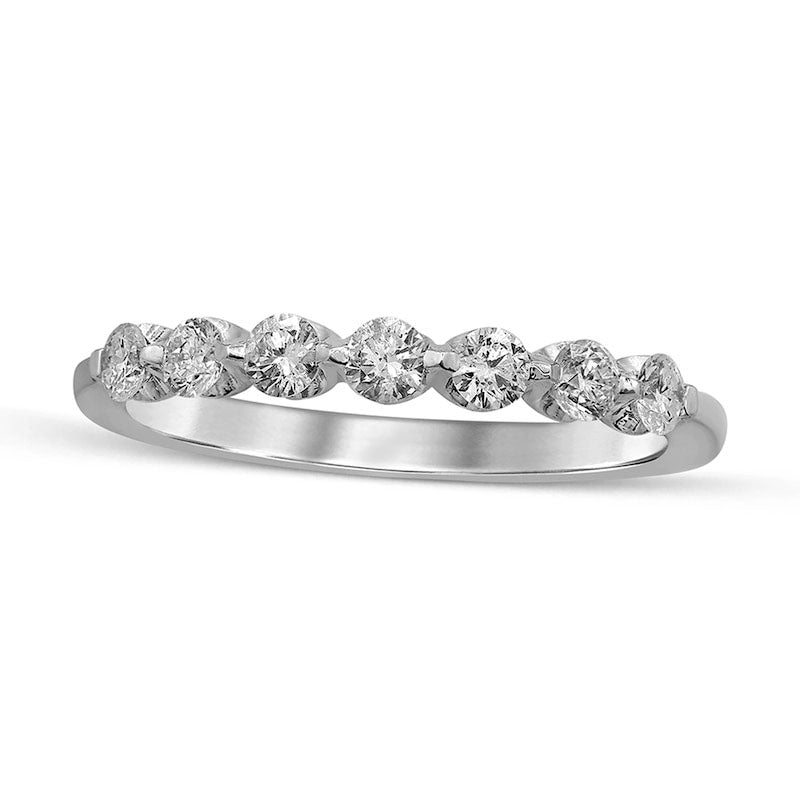 Image of ID 1 050 CT TW Natural Diamond Seven Stone Anniversary Band in Solid 10K White Gold