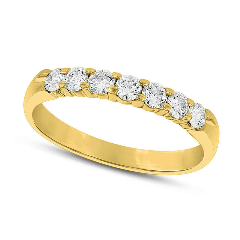 Image of ID 1 050 CT TW Natural Diamond Seven Stone Anniversary Band in Solid 14K Gold (G/SI2)