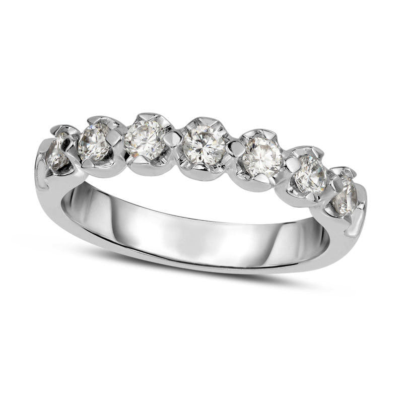 Image of ID 1 050 CT TW Natural Diamond Seven Stone Anniversary Band in Solid 14K White Gold