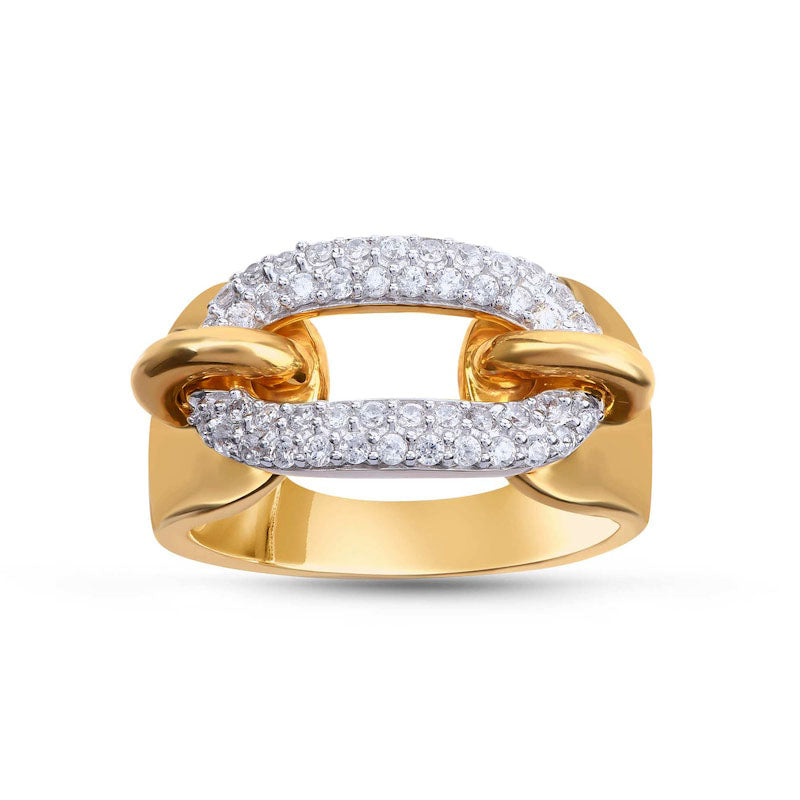 Image of ID 1 050 CT TW Natural Diamond Single Chain Link Ring in Solid 10K Yellow Gold
