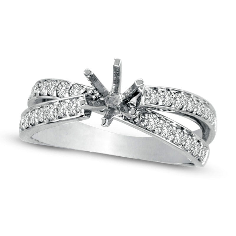 Image of ID 1 050 CT TW Natural Diamond Split Shank Semi-Mount in Solid 14K White Gold