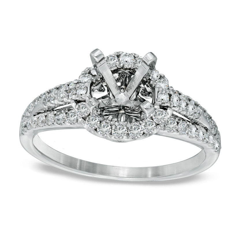 Image of ID 1 050 CT TW Natural Diamond Triple Row Semi-Mount in Solid 14K White Gold