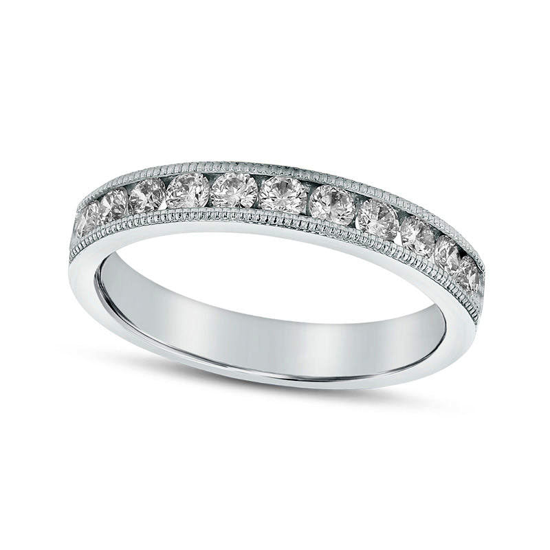 Image of ID 1 050 CT TW Natural Diamond Twelve Stone Antique Vintage-Style Anniversary Band in Solid 18K White Gold (G/SI2)