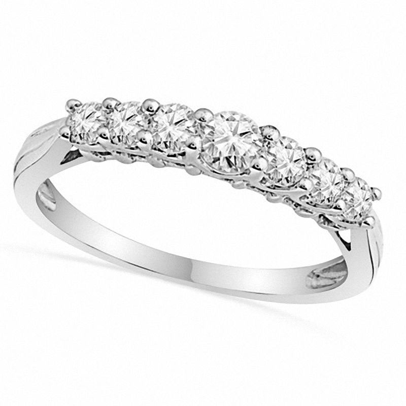 Image of ID 1 050 CT TW Natural Diamond Wedding Band in Solid 10K White Gold