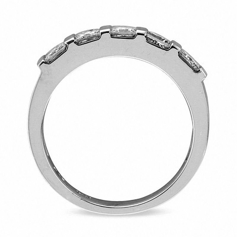 Image of ID 1 050 CT TW Princess-Cut Natural Diamond Five Stone Anniversary Band in Solid 14K White Gold (I/SI2)