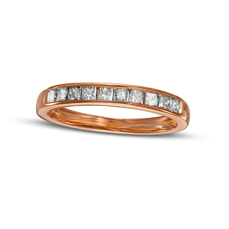 Image of ID 1 050 CT TW Princess-Cut Natural Diamond Ten Stone Anniversary Band in Solid 10K Rose Gold