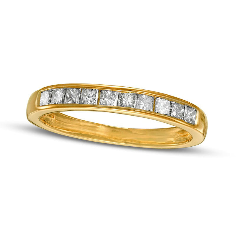 Image of ID 1 050 CT TW Princess-Cut Natural Diamond Ten Stone Anniversary Band in Solid 10K Yellow Gold