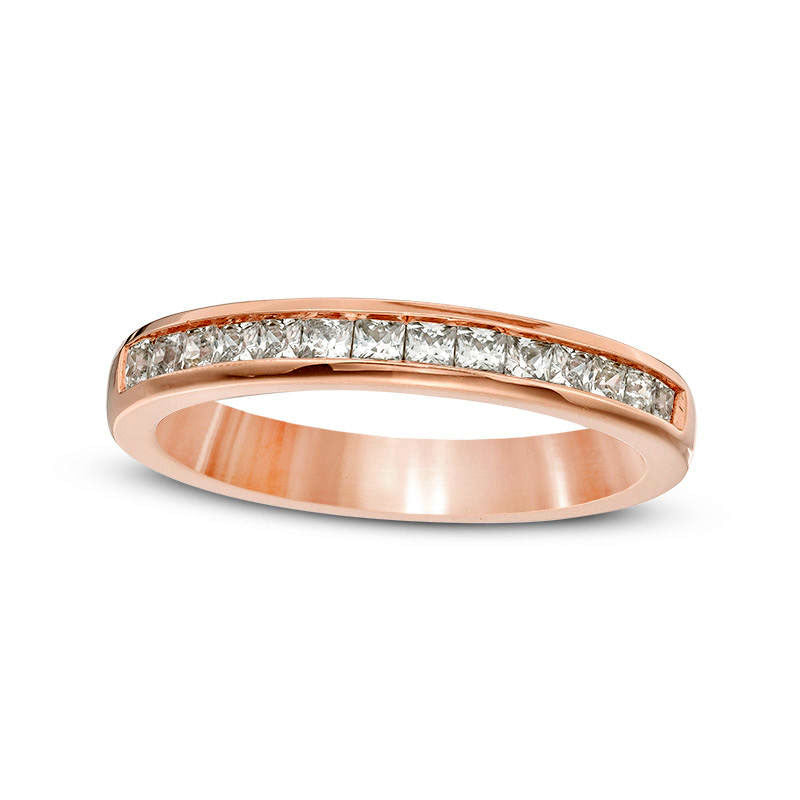 Image of ID 1 050 CT TW Princess-Cut Natural Diamond Wedding Band in Solid 10K Rose Gold